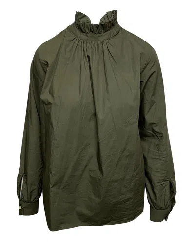 Officine Generale Blouse In Olive Cotton In Green