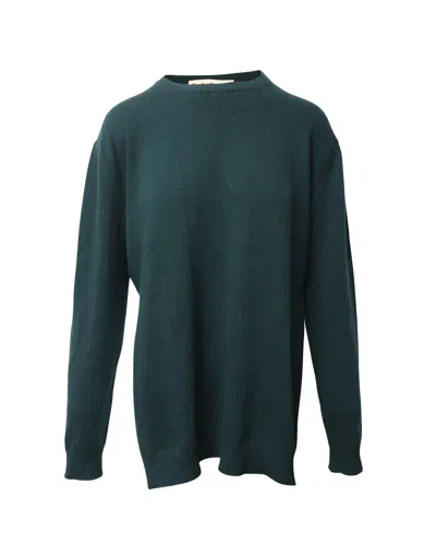 Marni Long Sleeve High Low Sweater In Green Wool In Green