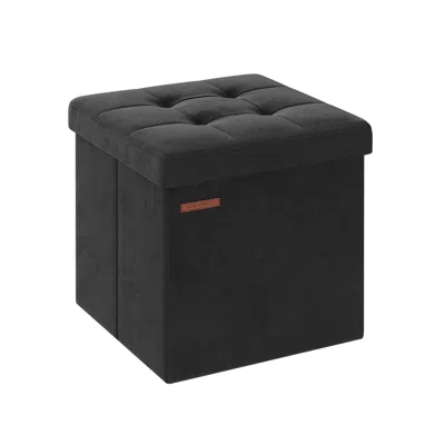 Breebe 15" X 15" X 15" Foldable Storage Ottoman Bench Ink Black