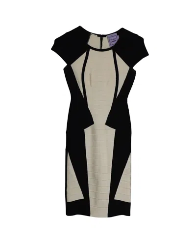 Herve Leger Akira Cap Sleeve Dress Dress In Black Rayon In Black