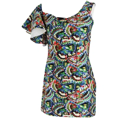 Saloni Greta One Shoulder Mini Dress In Multicolor Polyester In Multi