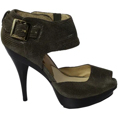 Michael Kors Heidi Platform Heels In Black Leather In Black
