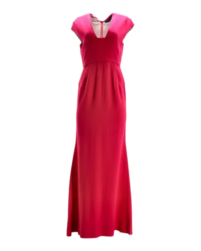 Rm By Roland Mouret Roland Mouret Square-neck Cut-out Back Evening Dress In Pink Viscose In Pink