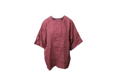 Acne Studios Lhena Striped Blouse In Pink Linen In Pink