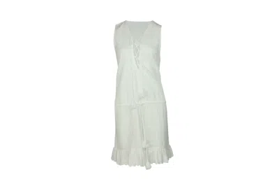 Melissa Odabash Layla Lace-up Embroidered Mini Dress In White Cotton In White