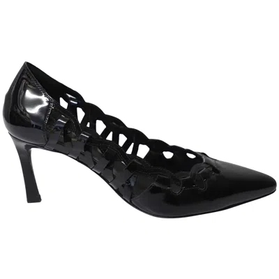 Tod's Cutout Pointed Heels In Black Patent Leather In Black