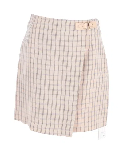 Sandro Meredith Checked Mini Wrap Skirt In Pink Cotton In Pink