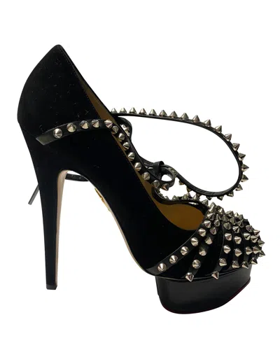 Charlotte Olympia Angry Portia Studded Platform Pumps In Black Suede In Black