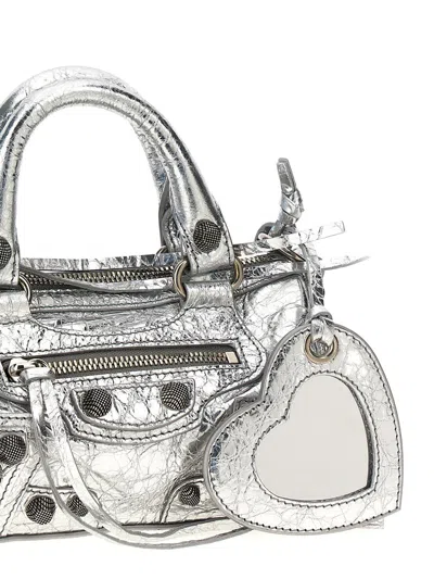 Shop Balenciaga 'le Cagole Nano' Handbag In Silver