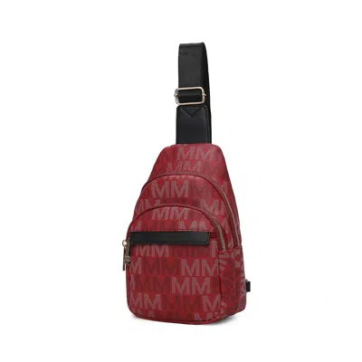 Mkf Collection By Mia K Helaena M Logo Printed Vegan Leather Women's Sling Bag By Mia K In White