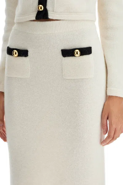 Shop Alessandra Rich 'alpaca Midi Skirt In White