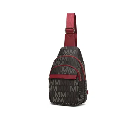 Mkf Collection By Mia K Helaena M Logo Printed Vegan Leather Women's Sling Bag By Mia K In Red