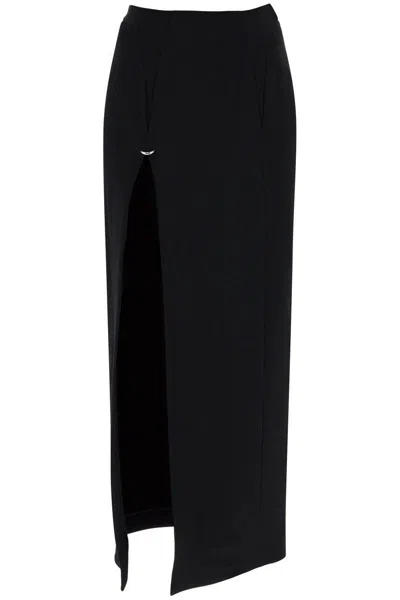 Mugler Heavy Fluid Midi Skirt In Black