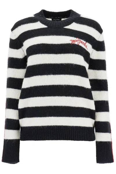 Marc Jacobs Pullover The Striped Brushed Logo Sweater In Black