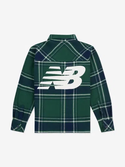New Balance Boys Premium Checked Shirt In Green