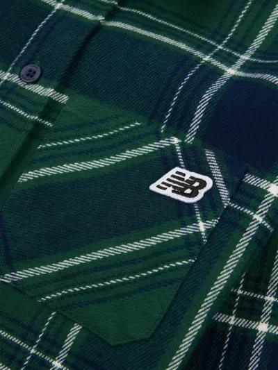 New Balance Boys Premium Checked Shirt In Green