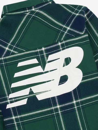 New Balance Boys Premium Checked Shirt In Green