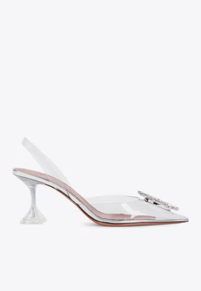 Amina Muaddi Begum Crystal-embellished Pvc Slingback Pumps In Transparent