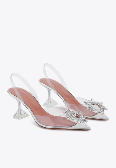 Amina Muaddi Begum Crystal-embellished Pvc Slingback Pumps In Transparent