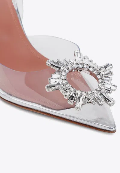 Amina Muaddi Begum Crystal-embellished Pvc Slingback Pumps In Transparent