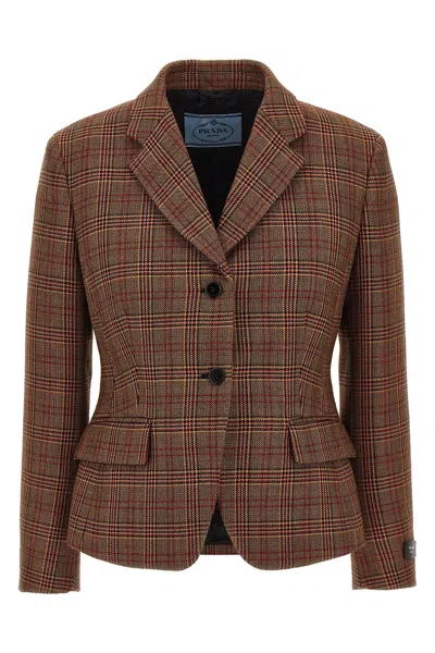 Prada Galles Printed Blazer In Multicolor