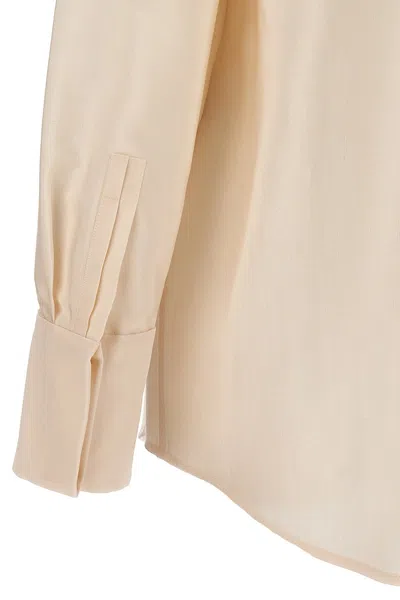 Saint Laurent Wool Blend Faille Shirt With Button Closure In Cream