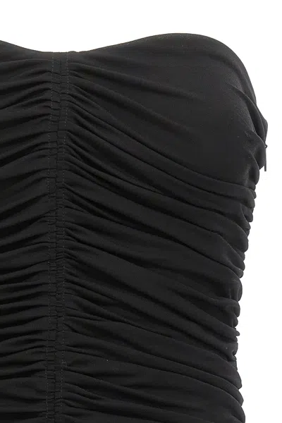 Saint Laurent Strapless Ruched Crepe-jersey Bustier Top In Black