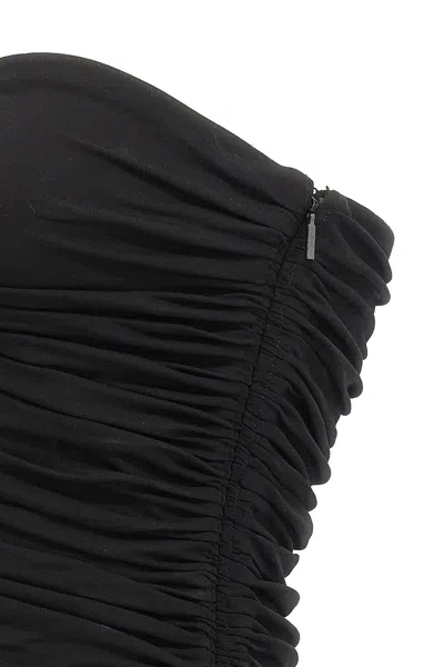 Saint Laurent Strapless Ruched Crepe-jersey Bustier Top In Black