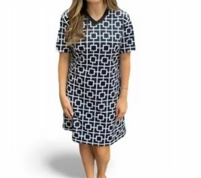 Erma’s Closet Geo Print Vneck Knit Dress In Black/white In Multi
