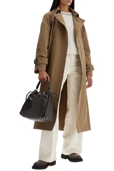 Shop Brunello Cucinelli 'trench Coat With Shiny Cuff Details