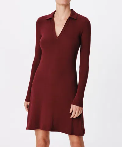 Shop Atm Anthony Thomas Melillo Modal Rib Split Neck Dress In Merlot