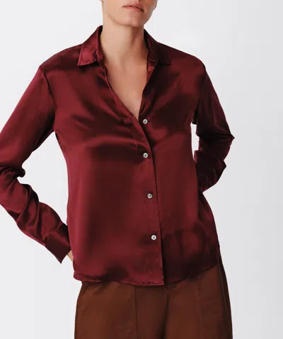 Atm Anthony Thomas Melillo Silk Charmeuse Classic Shirt In Merlot