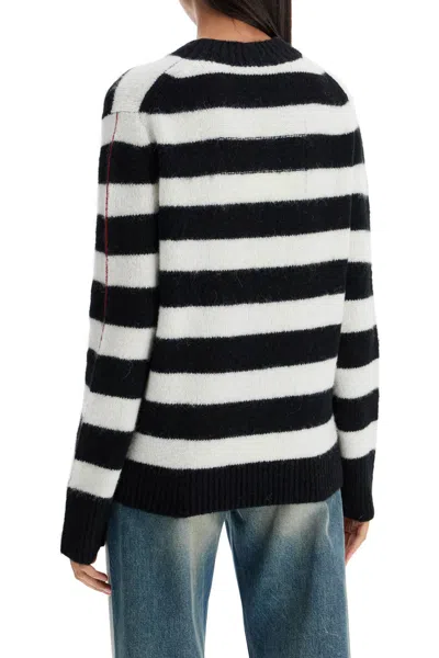 Marc Jacobs Pullover The Striped Brushed Logo Sweater In Black