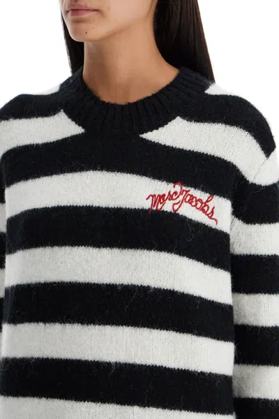 Marc Jacobs Pullover The Striped Brushed Logo Sweater In Black
