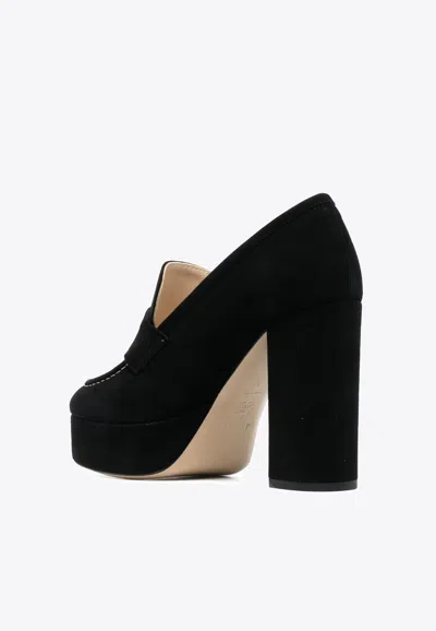 P.a.r.o.s.h . Penny-slot 115mm Suede Platform Sandals In Black