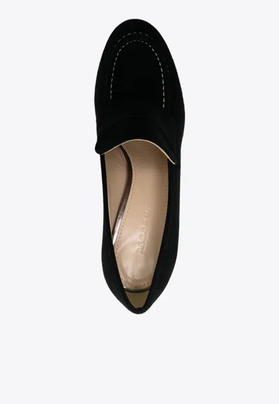P.a.r.o.s.h . Penny-slot 115mm Suede Platform Sandals In Black