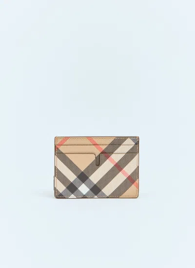 Shop Burberry Men Check Cardholder In Cream