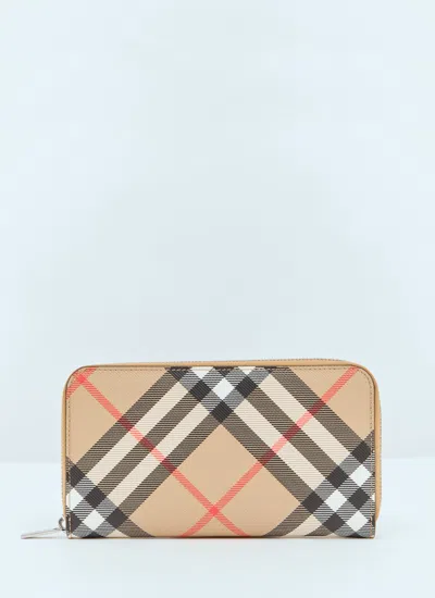 Burberry Continental Large Wallet In Check Beige Men In Cream