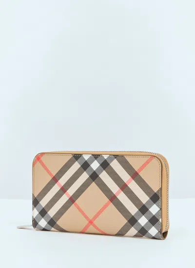 Burberry Continental Large Wallet In Check Beige Men In Cream