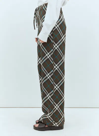 Burberry Check Silk Pyjama Trousers In Brown