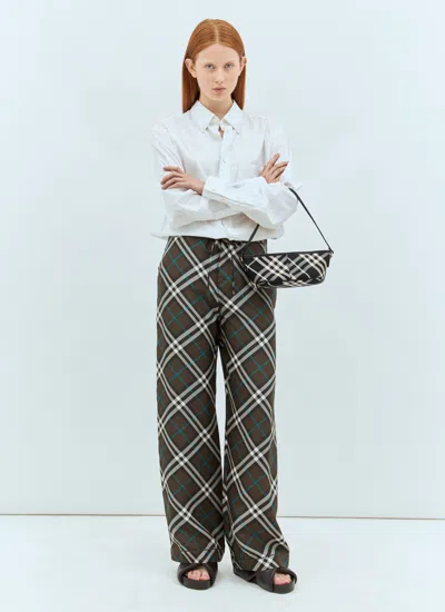 Burberry Check Silk Pyjama Trousers In Brown