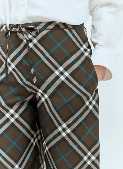 Burberry Check Silk Pyjama Trousers In Brown