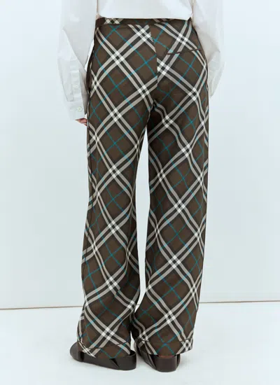 Burberry Check Silk Pyjama Trousers In Brown