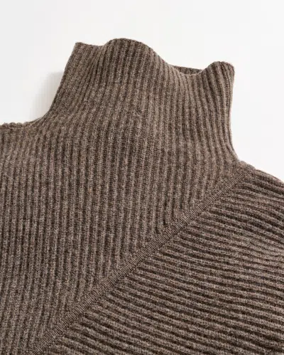 Billy Reid Directional Rib Funnel Neck Sweater In Heathered Mink