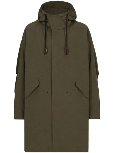 Dolce & Gabbana Unlined Technical Fabric Parka With Hood In Green