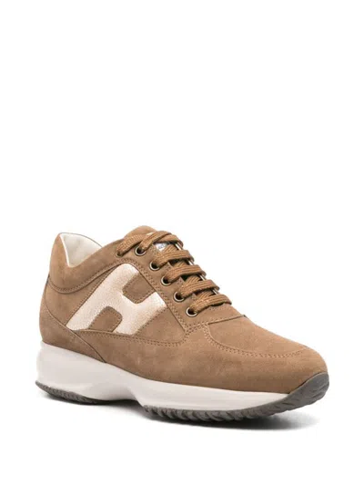 Hogan Interactives Sneakers Shoes In Brown