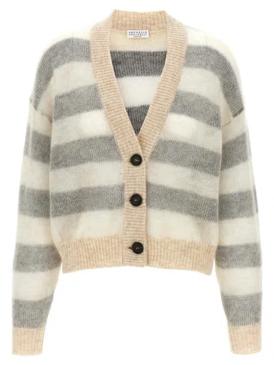 Brunello Cucinelli Striped Button In Multicolor