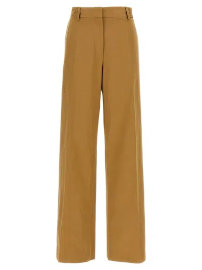 Dries Van Noten 'paxy' Wide Leg Trousers With Front Crease In Beige
