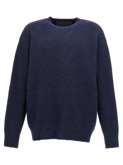 Givenchy Embroidered Logo Crew Neck Sweater In Blue