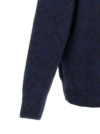 Givenchy Embroidered Logo Crew Neck Sweater In Blue